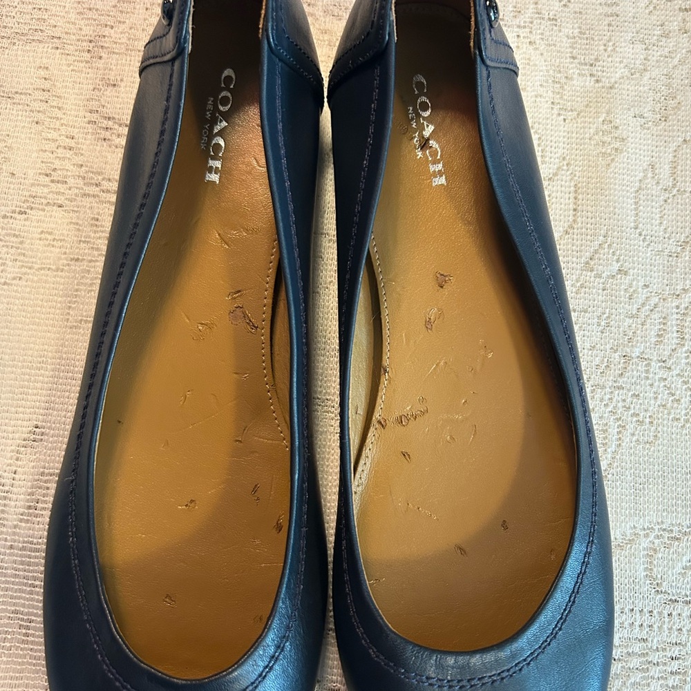 Coach Chelsea Navy Ballet Flats with Silver Toe Cap - Picture 8 of 9